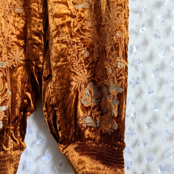 Anthropologie Rosie Embroidered Velvet Joggers NEW - Picture 6 of 7